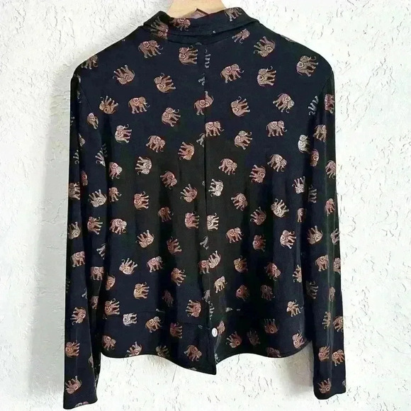 Vintage Ronnie Nicole long sleeve elephant print button up blouse size 14 - Picture 12 of 15